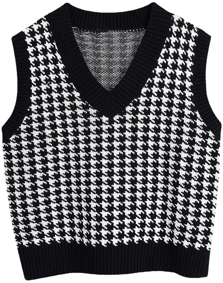 Damen Strickweste mit modernem Hahnentritt-Muster Drune