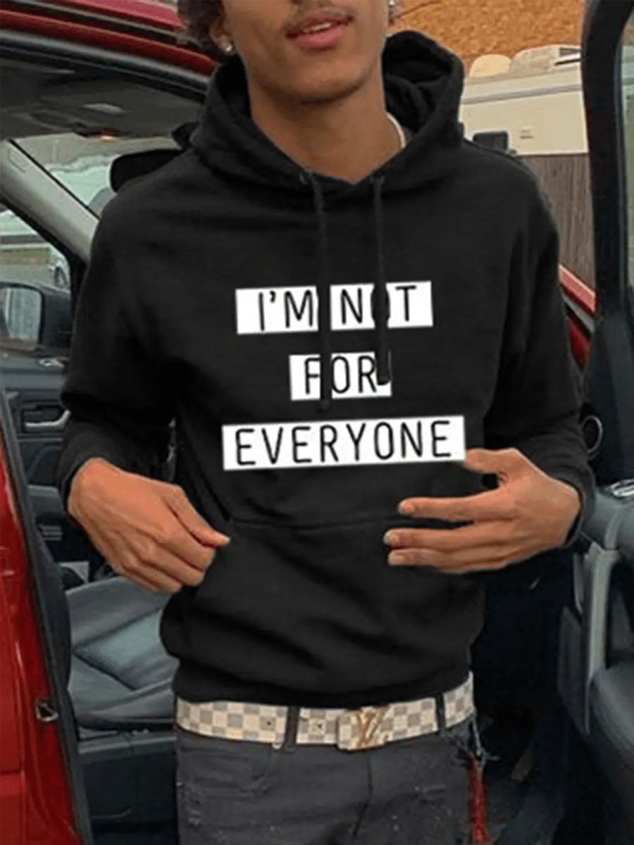 Herren Sweathoodie mit auffälligem Slogan und Kängurutasche Drune
