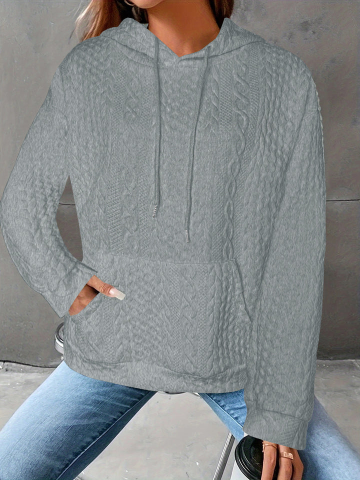 Damen Kuscheliger Strickpullover mit Kapuze und Details im Waffelmuster Drune