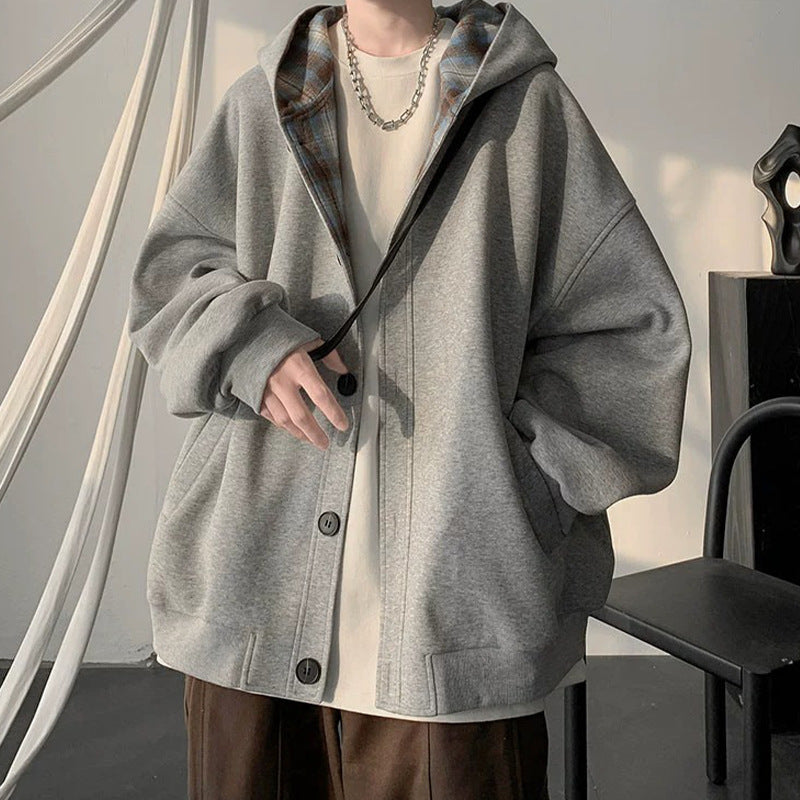 Herren lässige Oversized Jacke mit Kapuze und funktionalen Details Drune