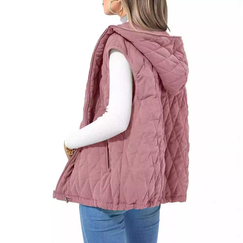 Damen gesteppte Hoodie-Weste mit praktischen Taschen Drune