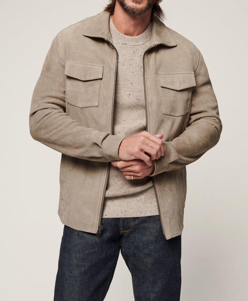 Herren Wildlederjacke mit praktischen Pattentaschen und elegantem Schnitt Drune