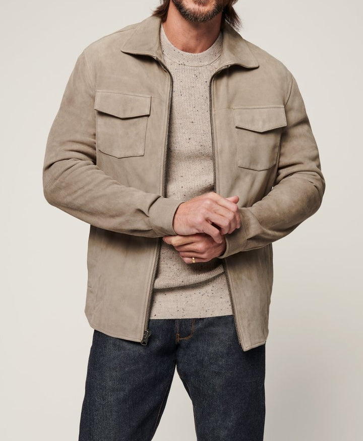 Herren Wildlederjacke mit praktischen Pattentaschen und elegantem Schnitt Drune