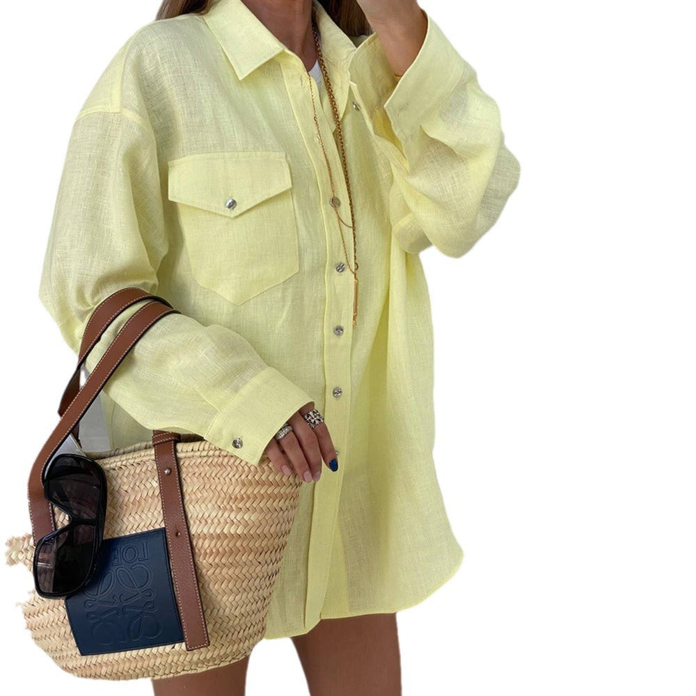 Damen luftiges Leinenhemd Drune