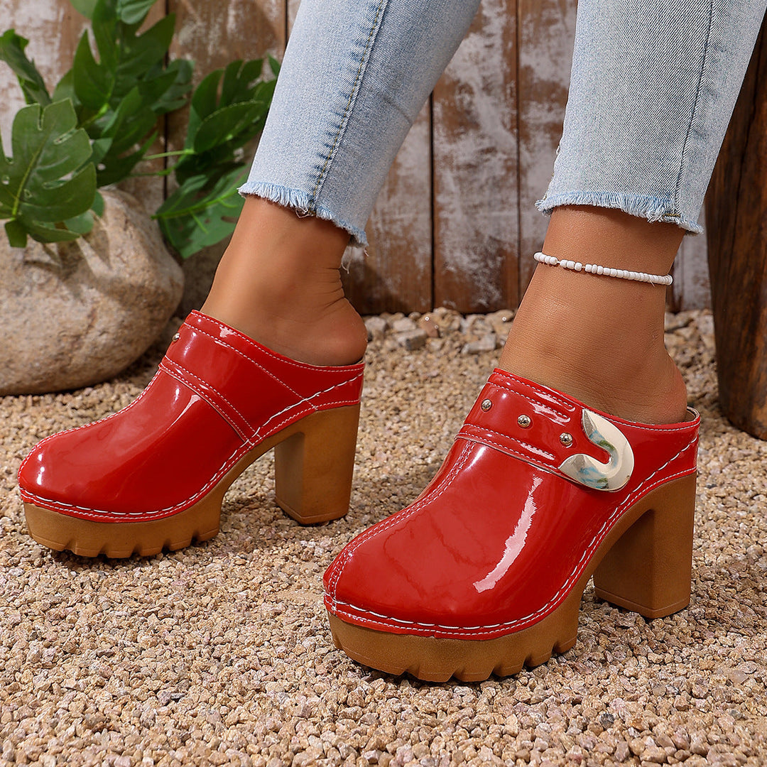 Damen Hochwertige Clogs mit Holzsohle Drune