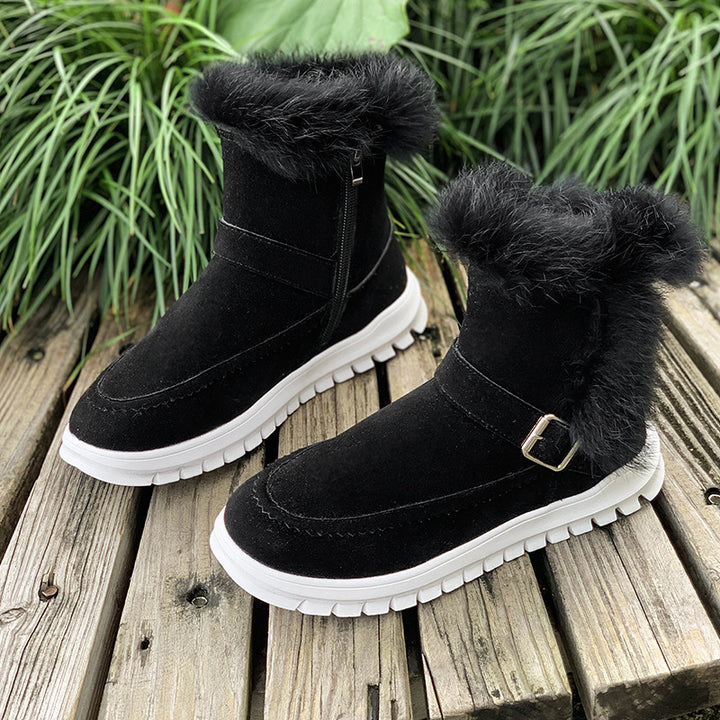 Damen Warmfutter-Stiefel mit modischem Fellbesatz Drune