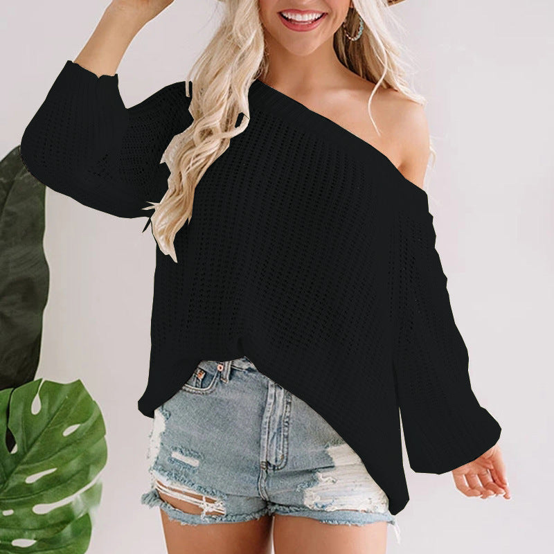 Damen Off-Shoulder Strickpullover mit weit geschnittenem Saum Drune
