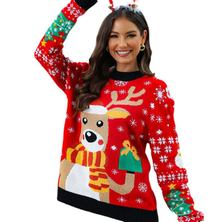 Damen Weihnachtspullover mit festlichem Rentiermotiv und strukturiertem Design Drune