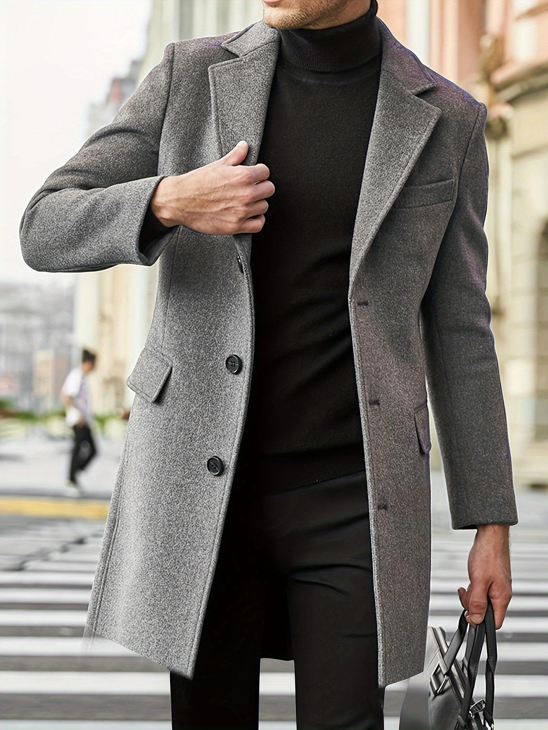 Herren eleganter, klassischer Wollmantel Drune