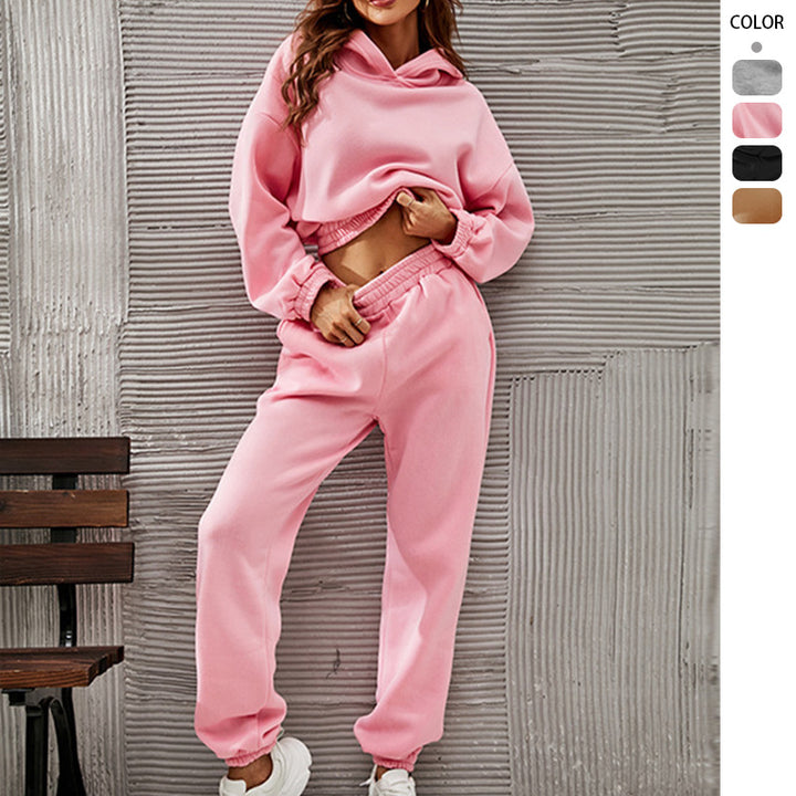 Damen Sportlicher Freizeitanzug mit übergroßem Hoodie und elastischen Jogginghosen Drune