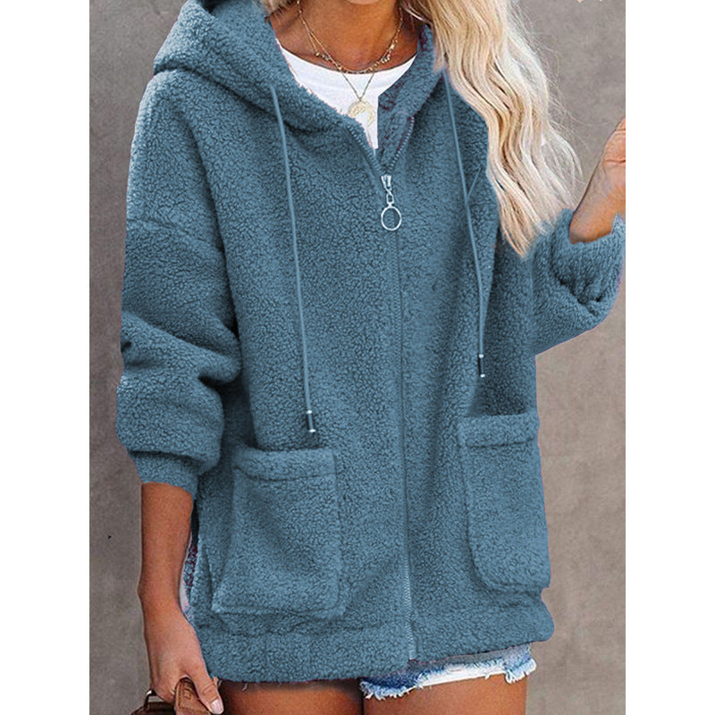 Damen Fleece-Hoodiejacke mit praktischen Taschen und hochwertiger Kapuze Drune