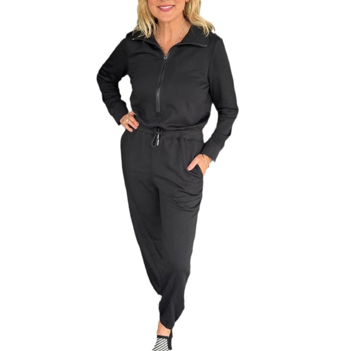 Damen Freizeit-Jumpsuit mit modischem Stehkragen und praktischen Taschen Drune