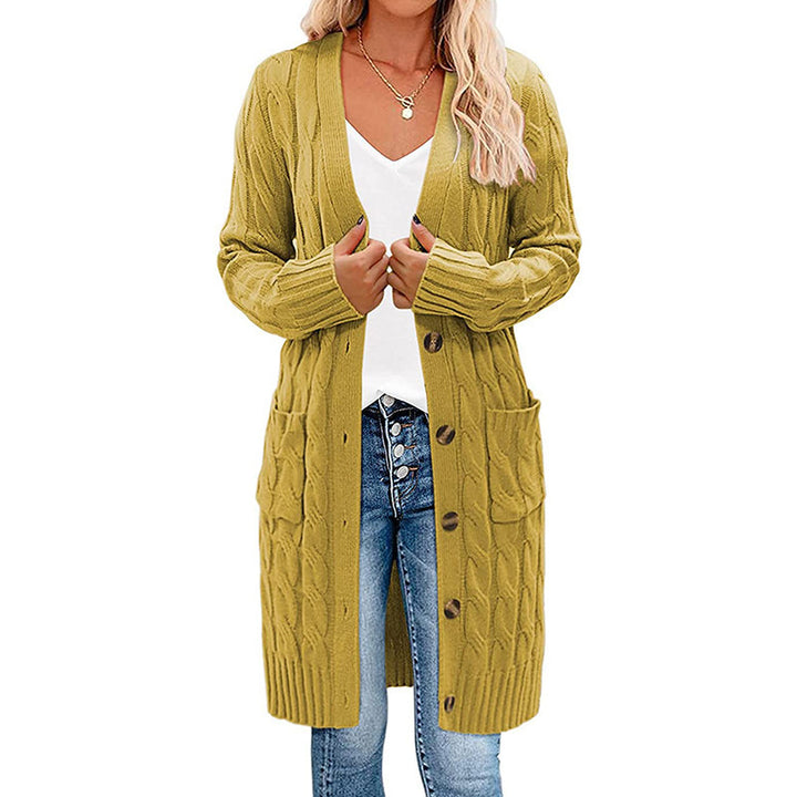 Damen Grobstrick Cardigan mit Taschen und Knopfdetails Drune