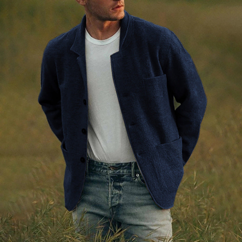 Herren lässige Strickjacke mit aufgesetzten Taschen und modernem Schnitt Drune