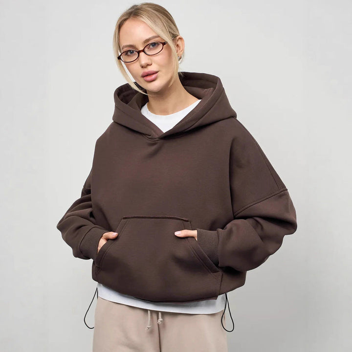 Damen lässiger Oversize-Hoodie mit Kängurutasche und weichem Innenfutter Drune