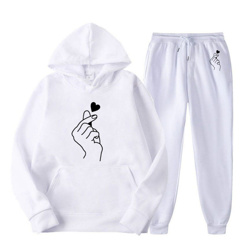 Damen Jogginganzug mit kreativem Herzmotiv und bequemer Passform Drune
