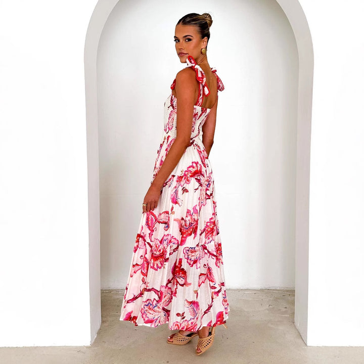 Damen Maxikleid mit verspieltem Rüschendesign und fließendem Stoff Drune