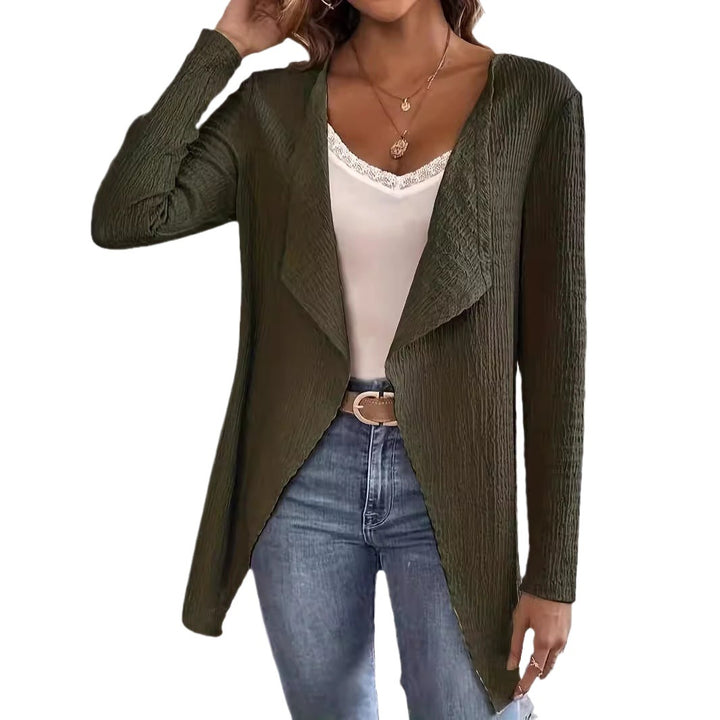 Damen elegante Jacke mit lässigem Schnitt und strukturiertem Gewebe Drune