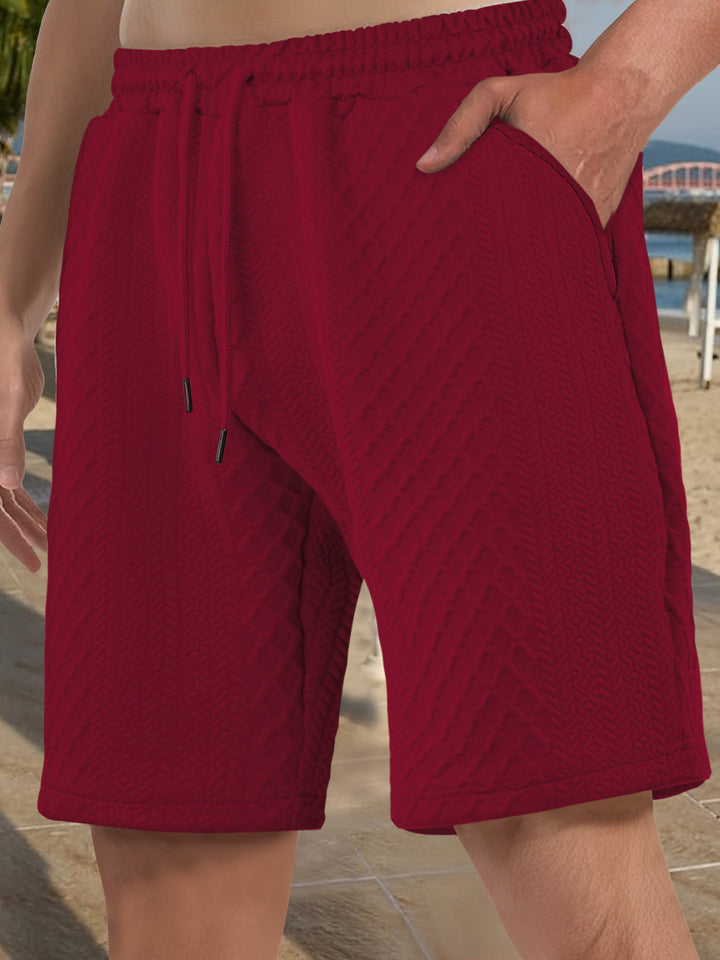 Herren nan strukturierte Strand-Bermuda aus Waffeljersey mit elastischem Kordelbund und schrägen Eingrifftaschen Drune