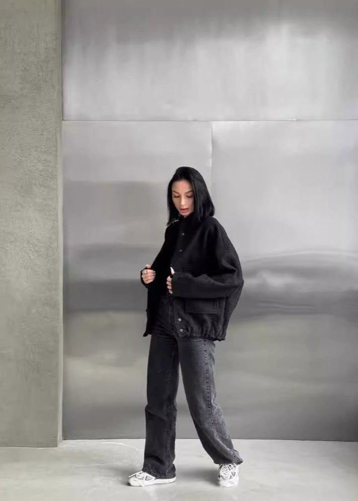 Drune | Oversized Fleece Druckknopfjacke