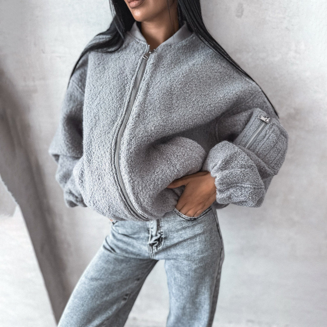 Damen kuschelige Fleecejacke mit innovativem Schnitt Drune