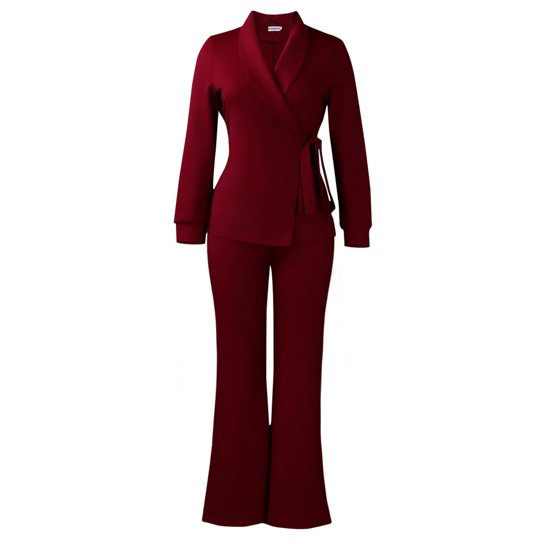 Damen elegantes Blazer-Set mit weitem Bein und modischem Gürtel Drune