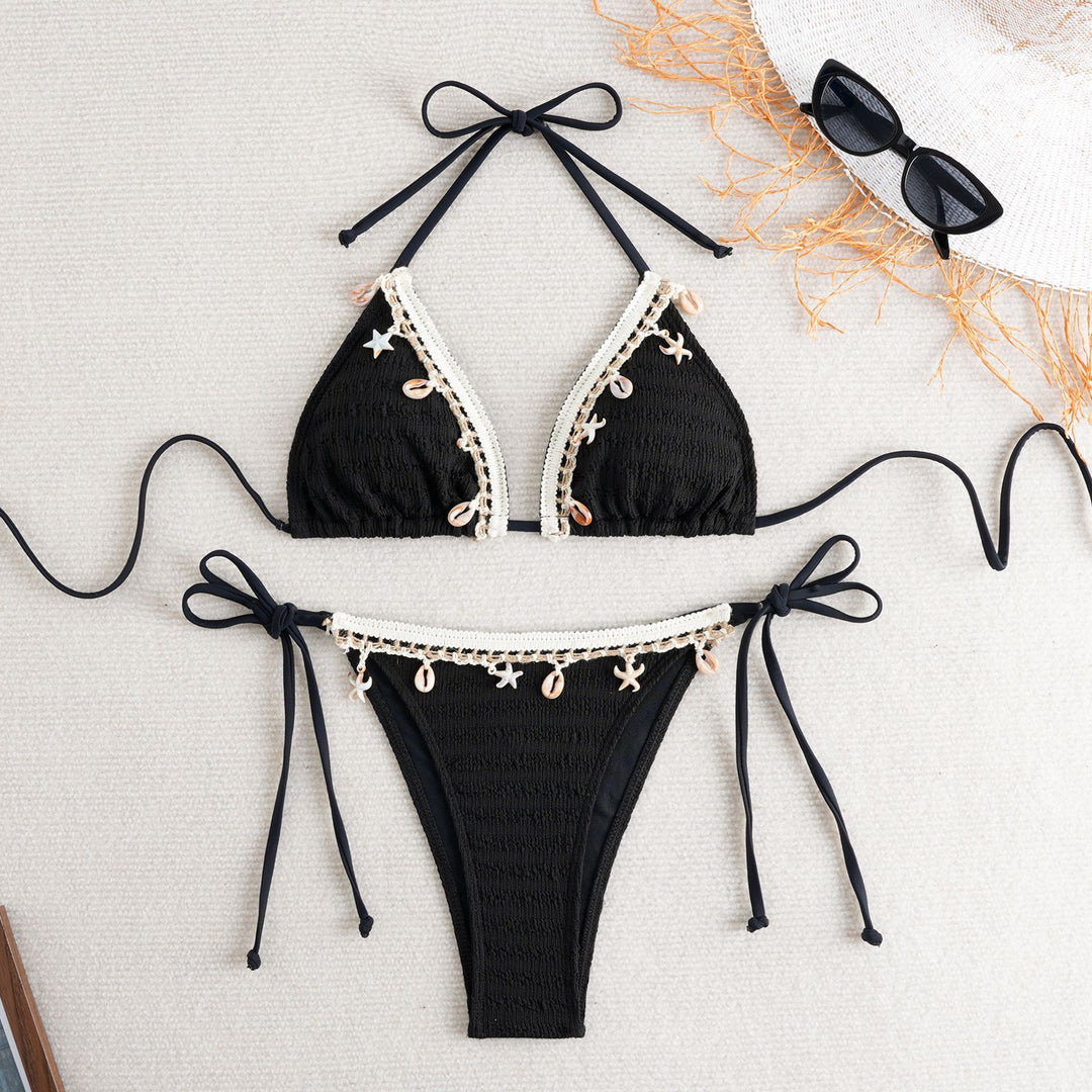Damen Bikini-Set mit verspieltem Muscheldetail und elastischen Bändern Drune