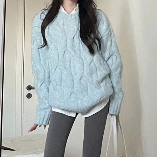 Damen Grobstrickpullover mit strukturiertem Zopfmuster und lässigem Schnitt Drune