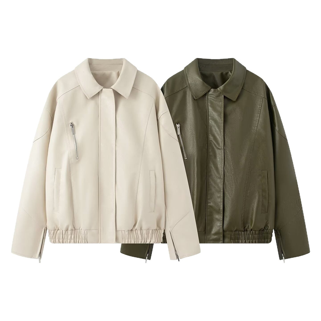 Damen Winterjacke aus hochwertigem Kunstleder Drune