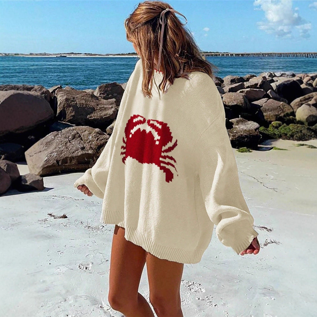 Damen Strickpullover mit kreativem Krabbendesign Drune