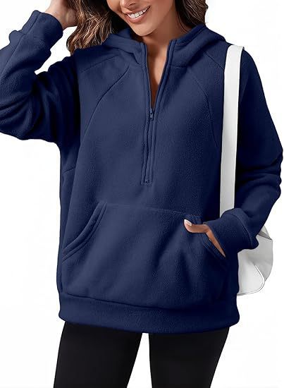 Damen Fleece Kapuzenshirt mit praktischer Kängurutasche Drune