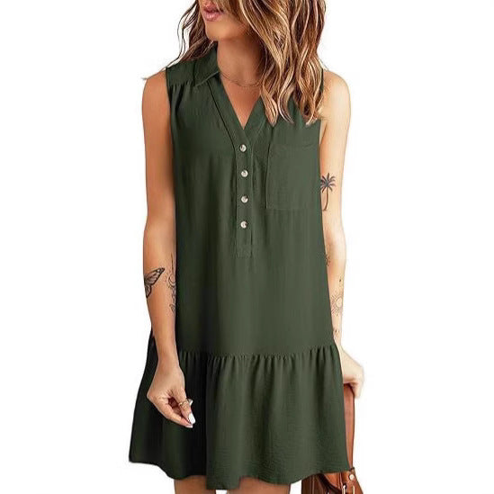 Damen Blusenkleid mit Rüschen und Taschen Drune