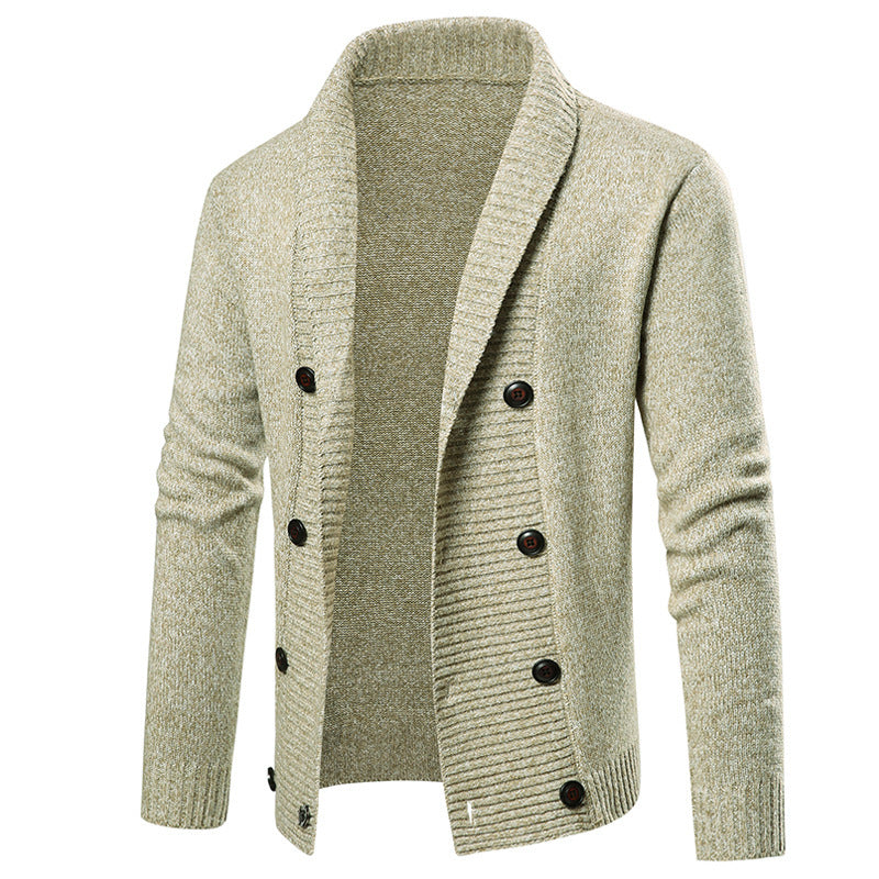 Herren hochwertige Strickjacke mit großem Revers und Knopfdetail Drune