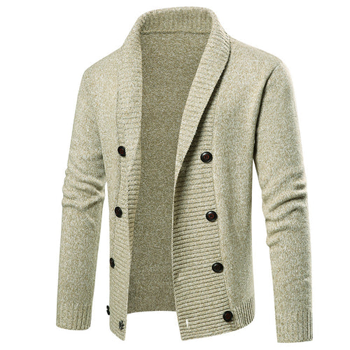 Herren hochwertige Strickjacke mit großem Revers und Knopfdetail Drune