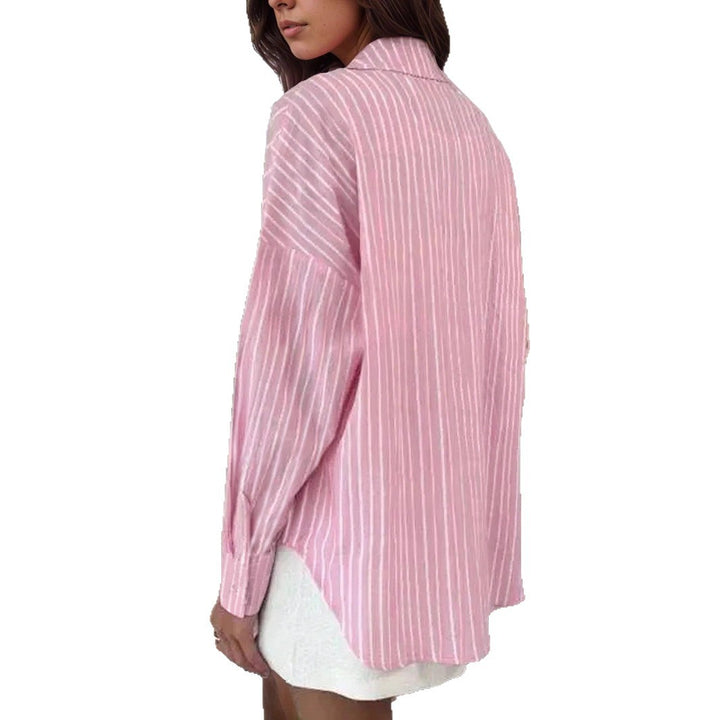 Damen Modisches, gestreiftes Blusenhemd mit oversized Schnitt Drune