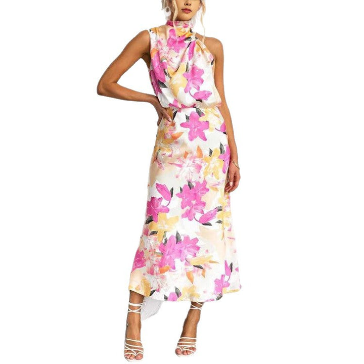 Damen Maxikleid mit asymmetrischem Oberteil und floralem Druck Drune
