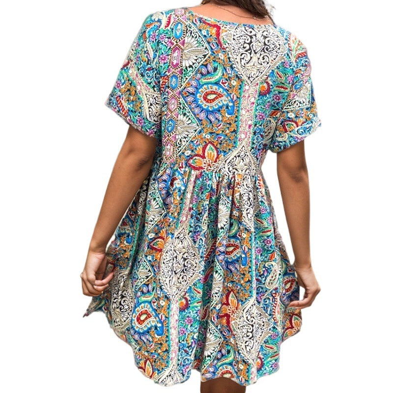 Damen Sommerkleid mit floralem Muster und lockerer Schnittführung Drune