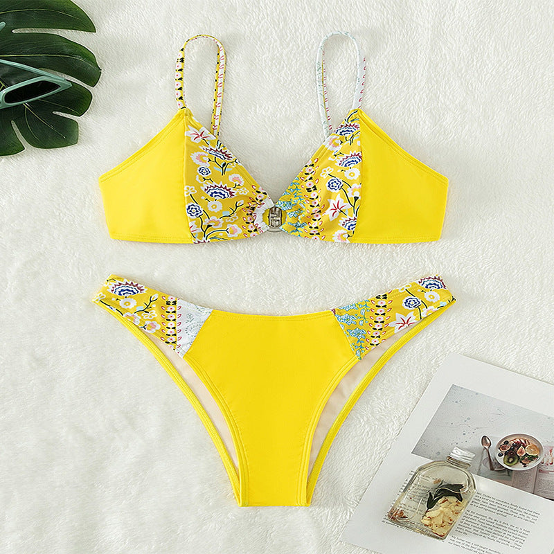 Damen Bikini-Set mit floralem Design und hochgeschnittenem Slip Drune