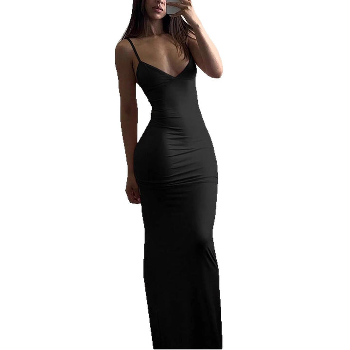 Damen Elegantes Etuikleid mit tiefem V-Ausschnitt und trägerlosem Design Drune