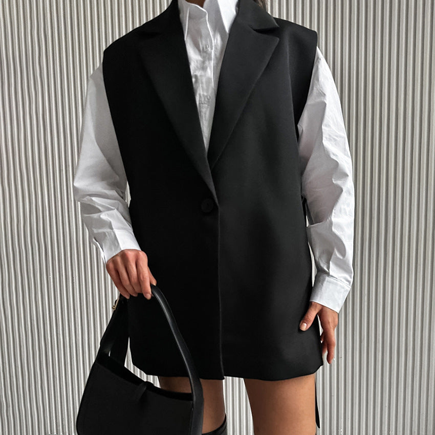 Damen Oversized Weste mit lässigem Schnitt und eleganten Details Drune