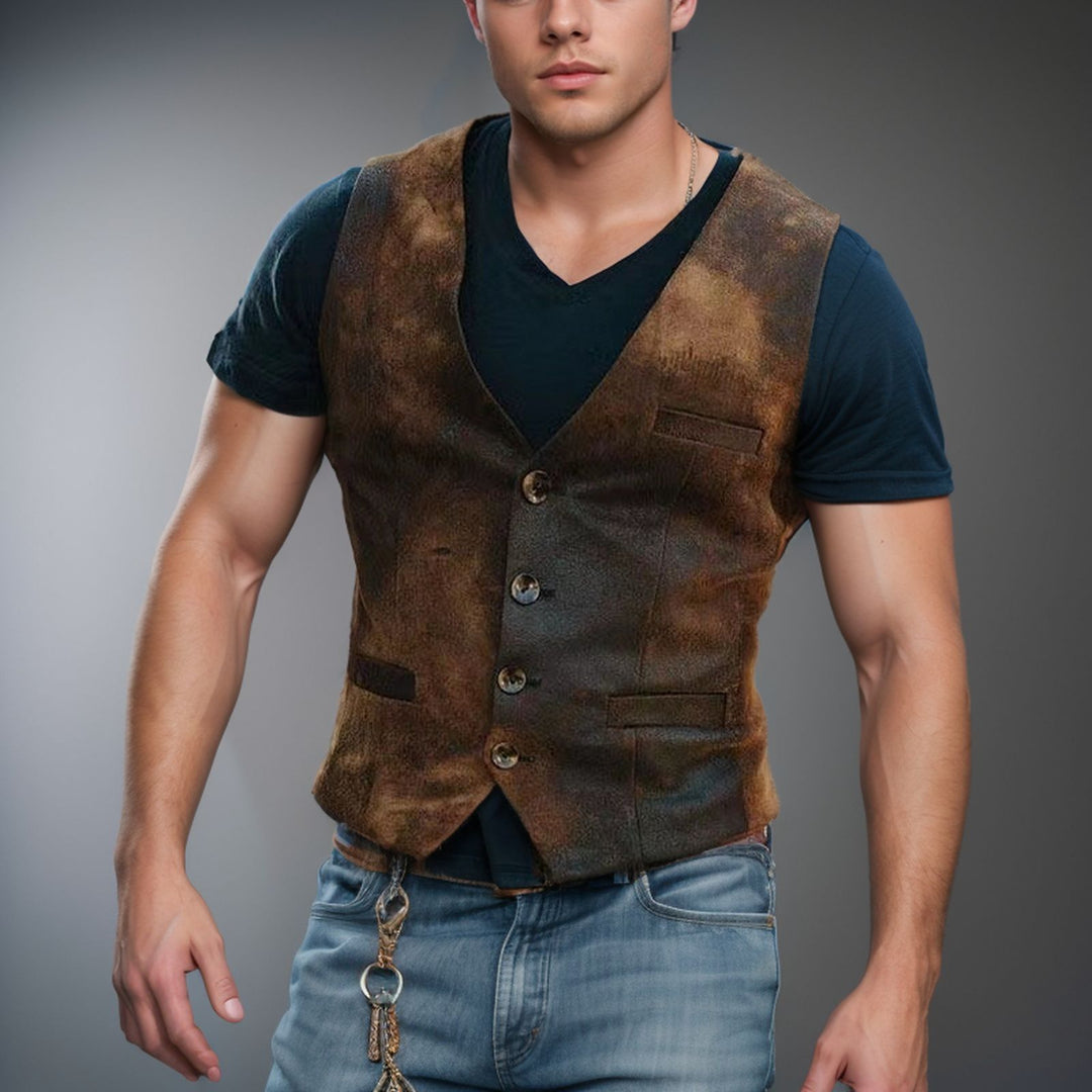 Herren stylische Weste mit Lederakzenten und praktischen Taschen Drune