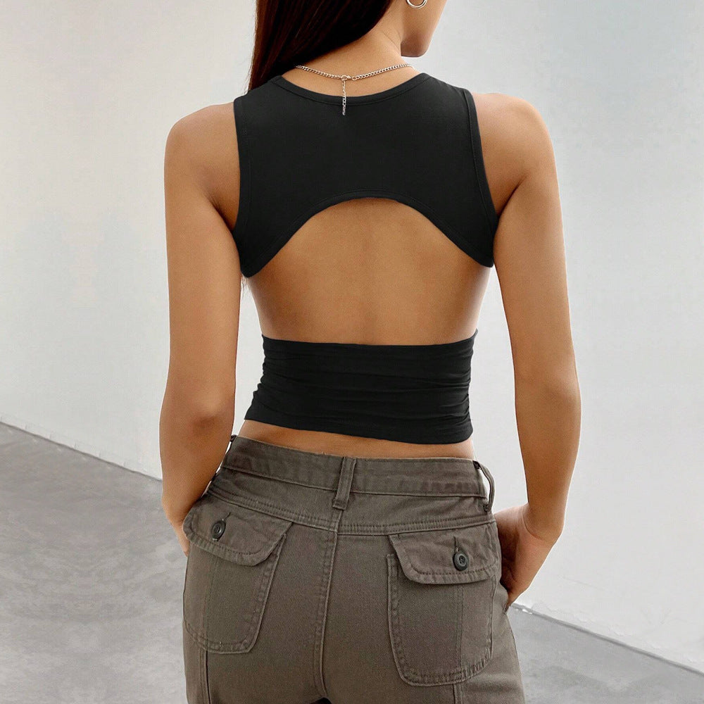 Damen Modisches Cropped-Top mit seitlichem Raffungselement Drune