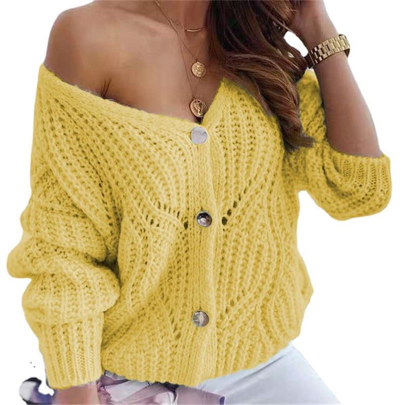Damen Grobstrick-Cardigan mit vorteilhaftem offenen Design und dekorativen Knopfdetails Drune