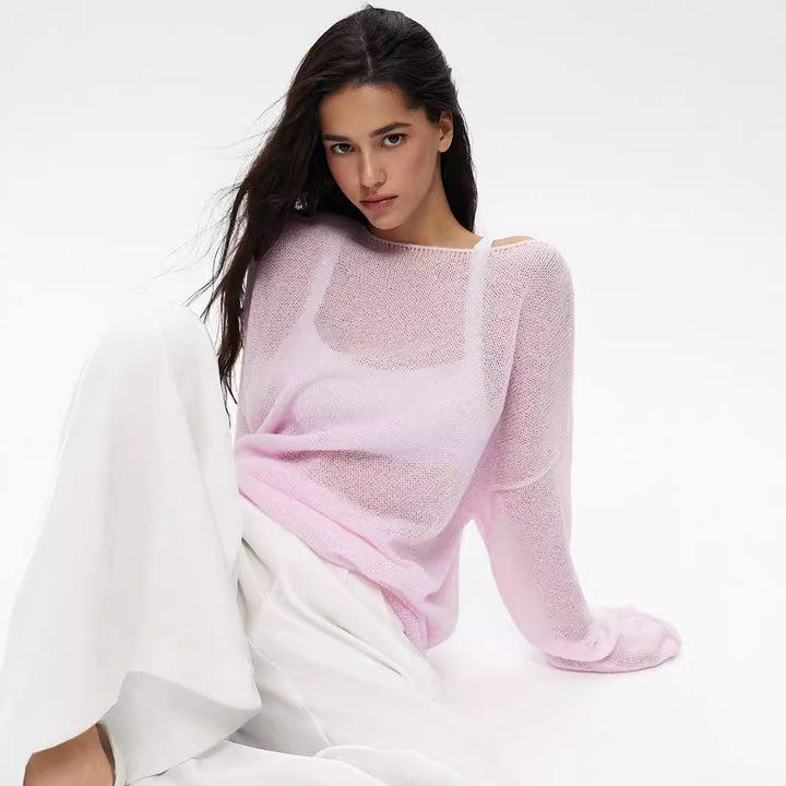 Damen luftiger Strickpullover mit weitem Schnitt Drune