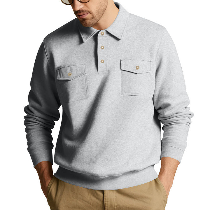 Herren lässiger Pullover mit praktischen Pattentaschen Drune