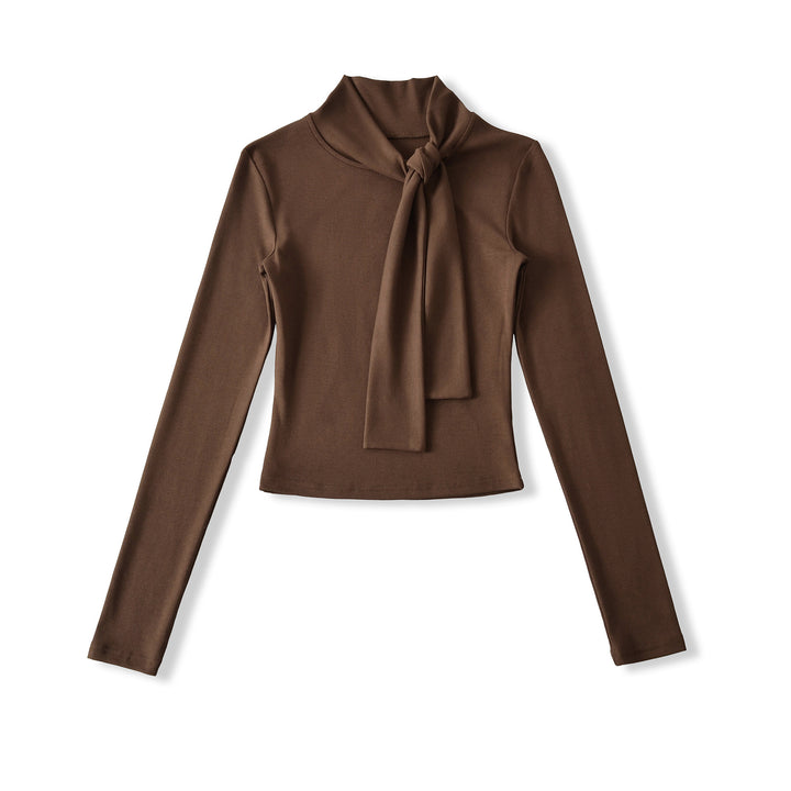 Damen Langarmshirt mit schickem Schlupfkragen und femininer Schleifenoptik Drune