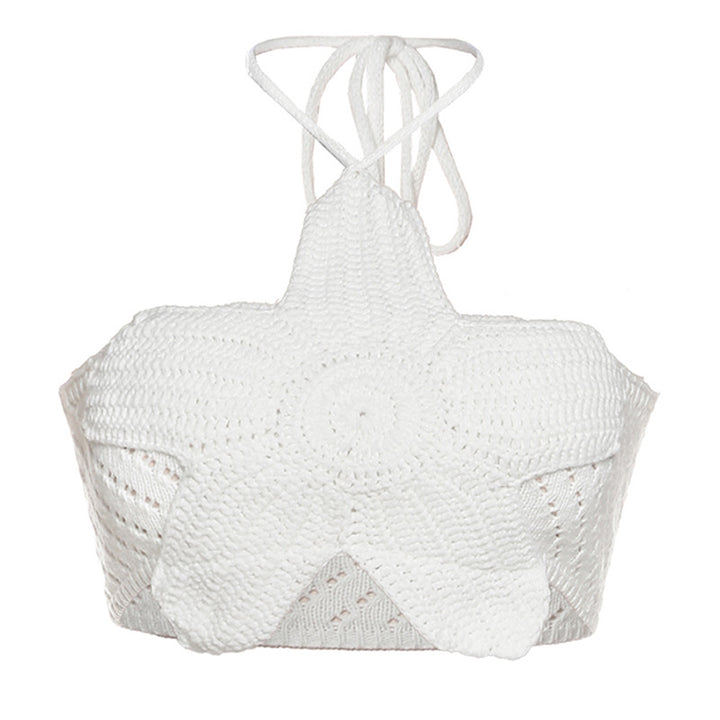 Damen Crop Top mit floralem Häkelmuster Drune