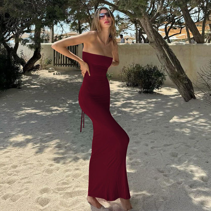 Damen Figurbetontes Maxikleid ohne Träger Drune