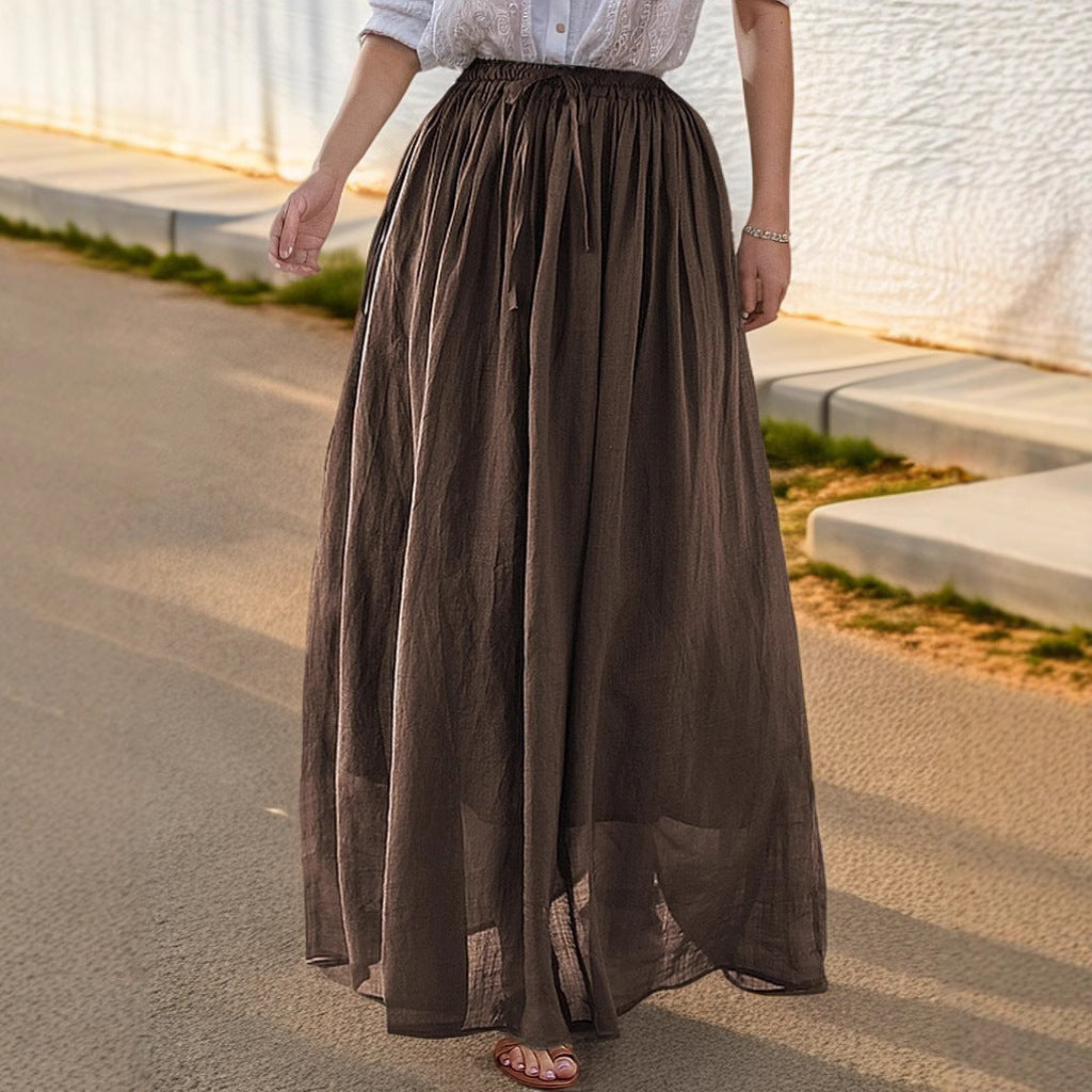 Damen Eleganter Maxirock mit fließendem Schnitt und praktischen Bindebändern Drune