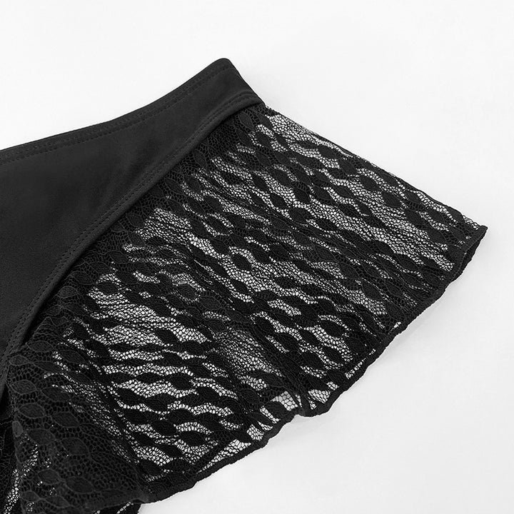 Damen Hochtailliertes Badehöschen mit transparentem Rüschendetail Drune